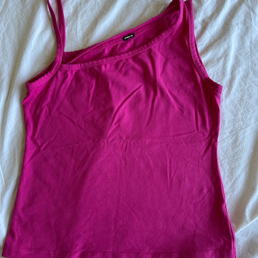 Monrow Fuchsia Asymmetrical Strappy Raspberry EUC